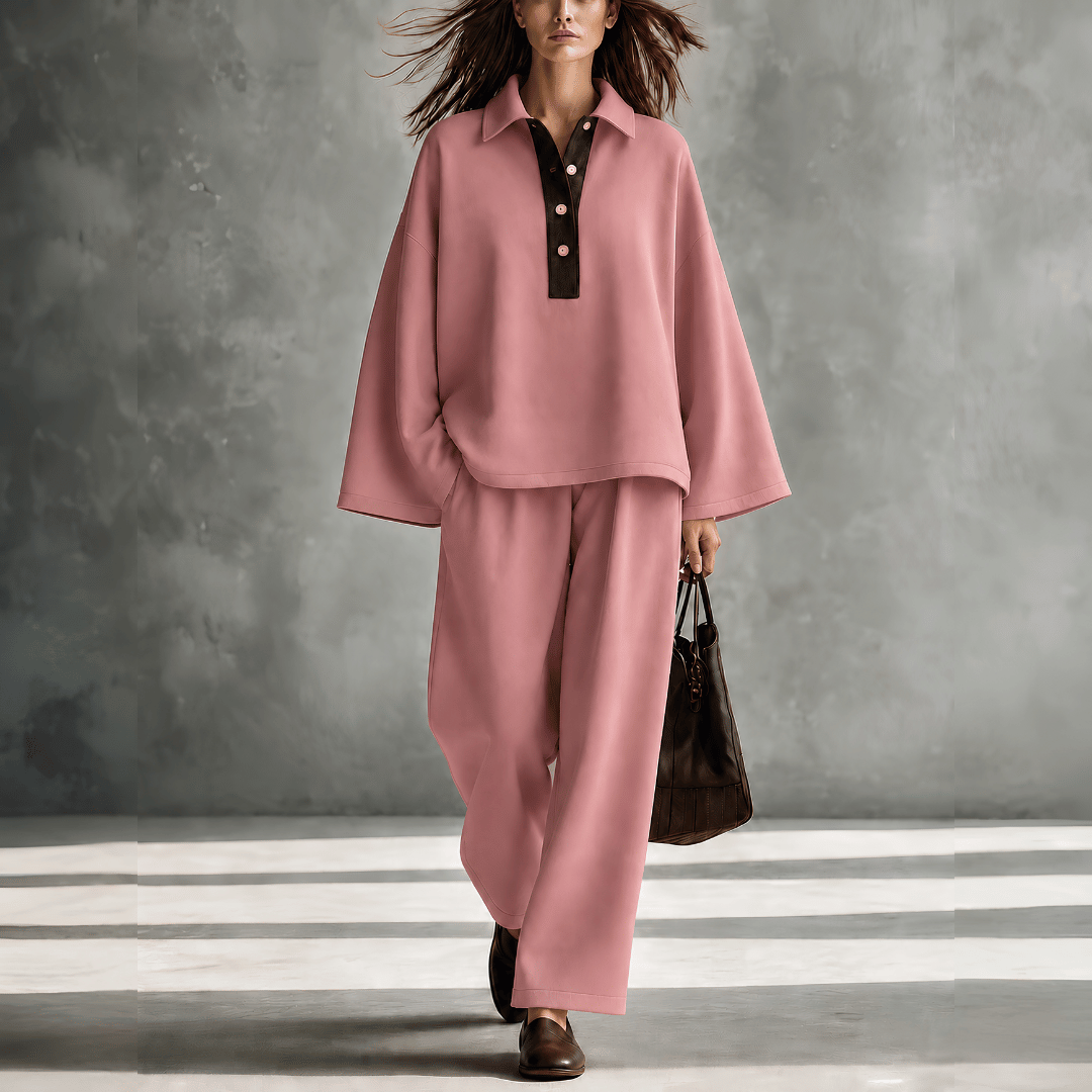 Ensemble Décontracté Chic Femme – Tunique Ample Col Polo