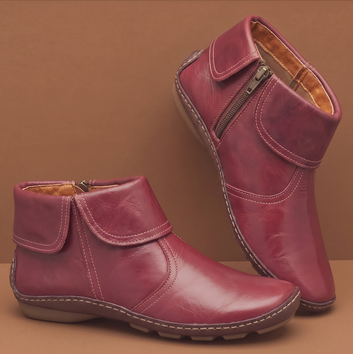 Bottines Rétro en Cuir PU pour Femme