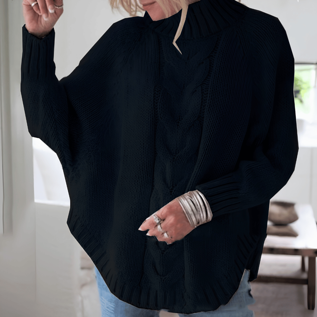 Pull Poncho en Maille Torsadée