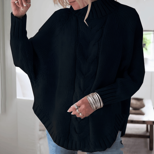 Pull Poncho en Maille Torsadée