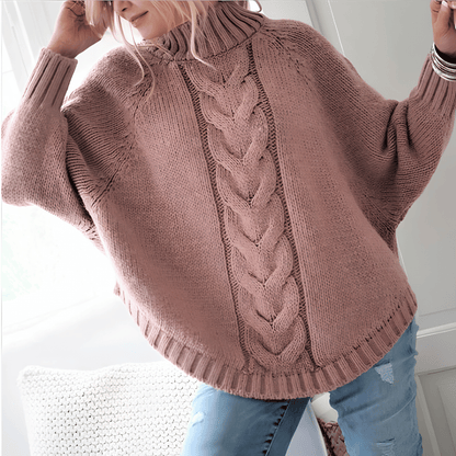 Pull Poncho en Maille Torsadée