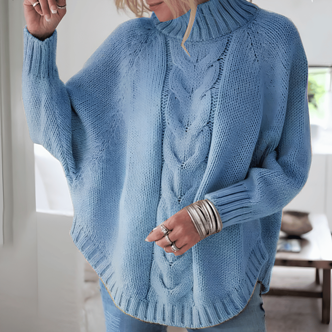 Pull Poncho en Maille Torsadée
