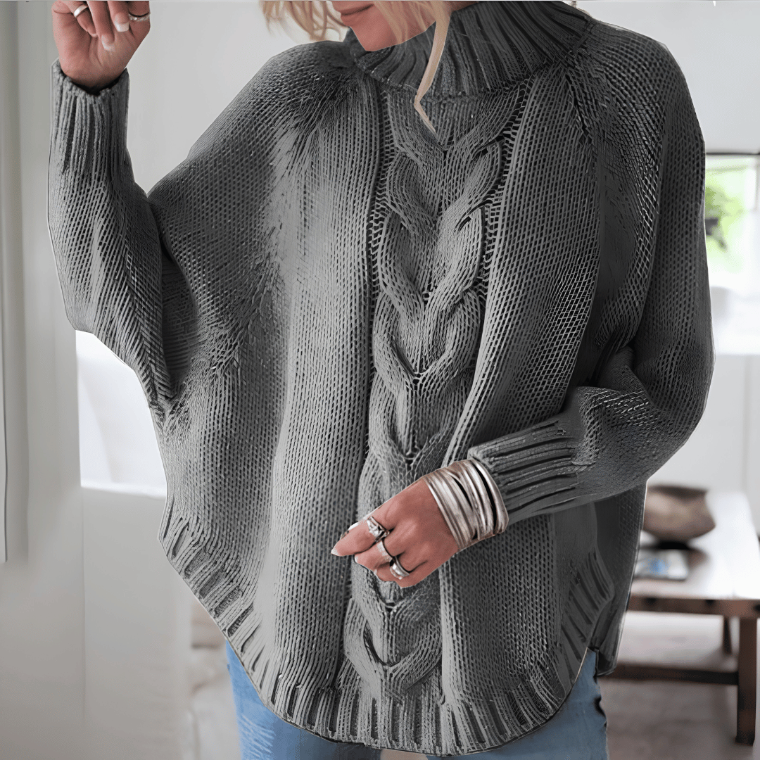 Pull Poncho en Maille Torsadée