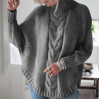 Pull Poncho en Maille Torsadée