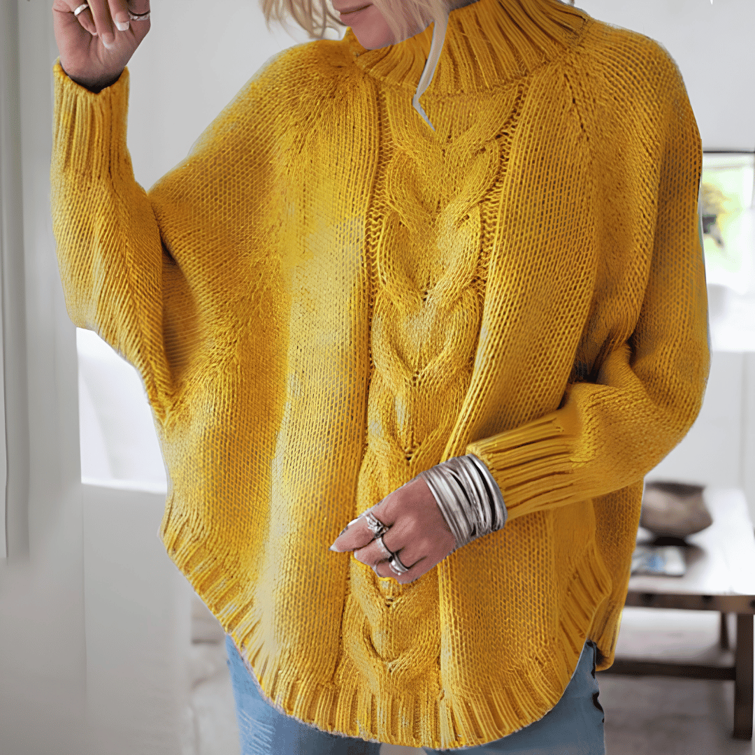 Pull Poncho en Maille Torsadée