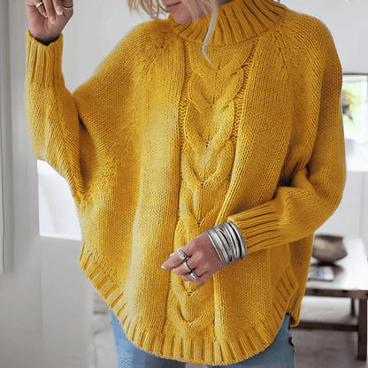 Pull Poncho en Maille Torsadée