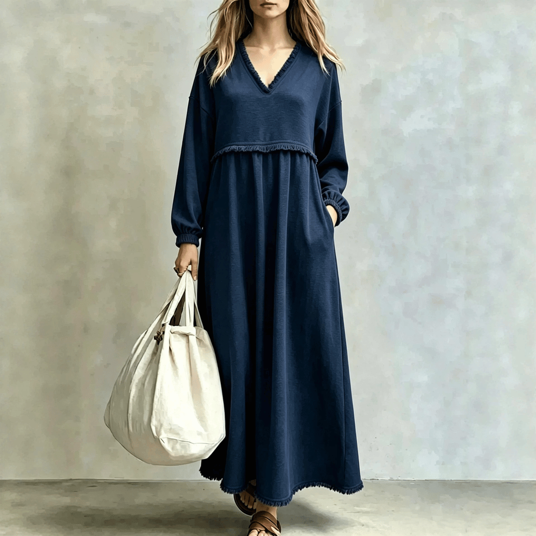 Robe Longue Fluide Bohème Col V