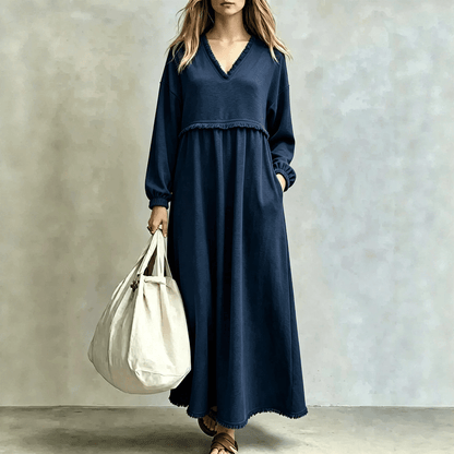 Robe Longue Fluide Bohème Col V