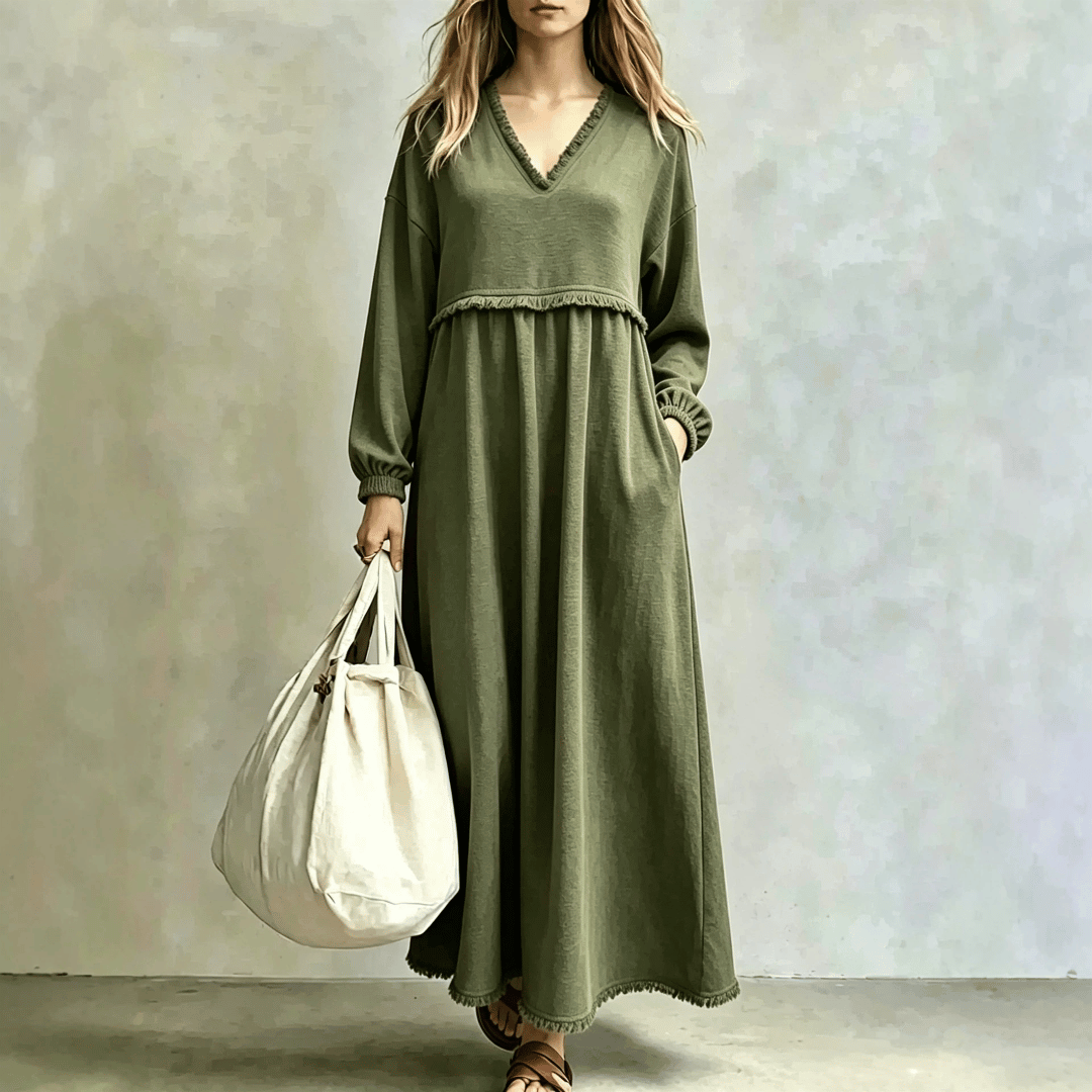 Robe Longue Fluide Bohème Col V