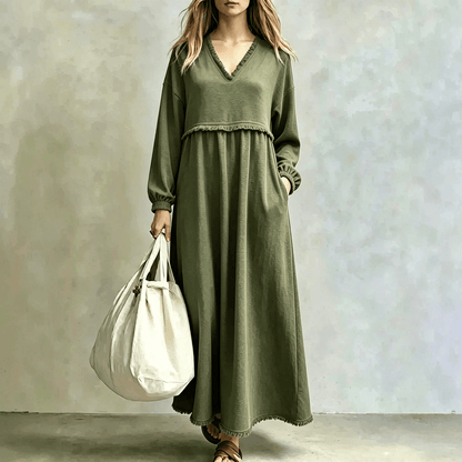 Robe Longue Fluide Bohème Col V