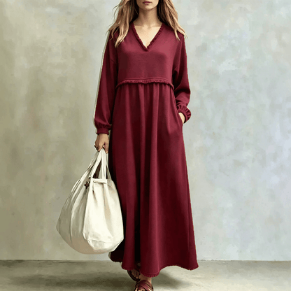 Robe Longue Fluide Bohème Col V