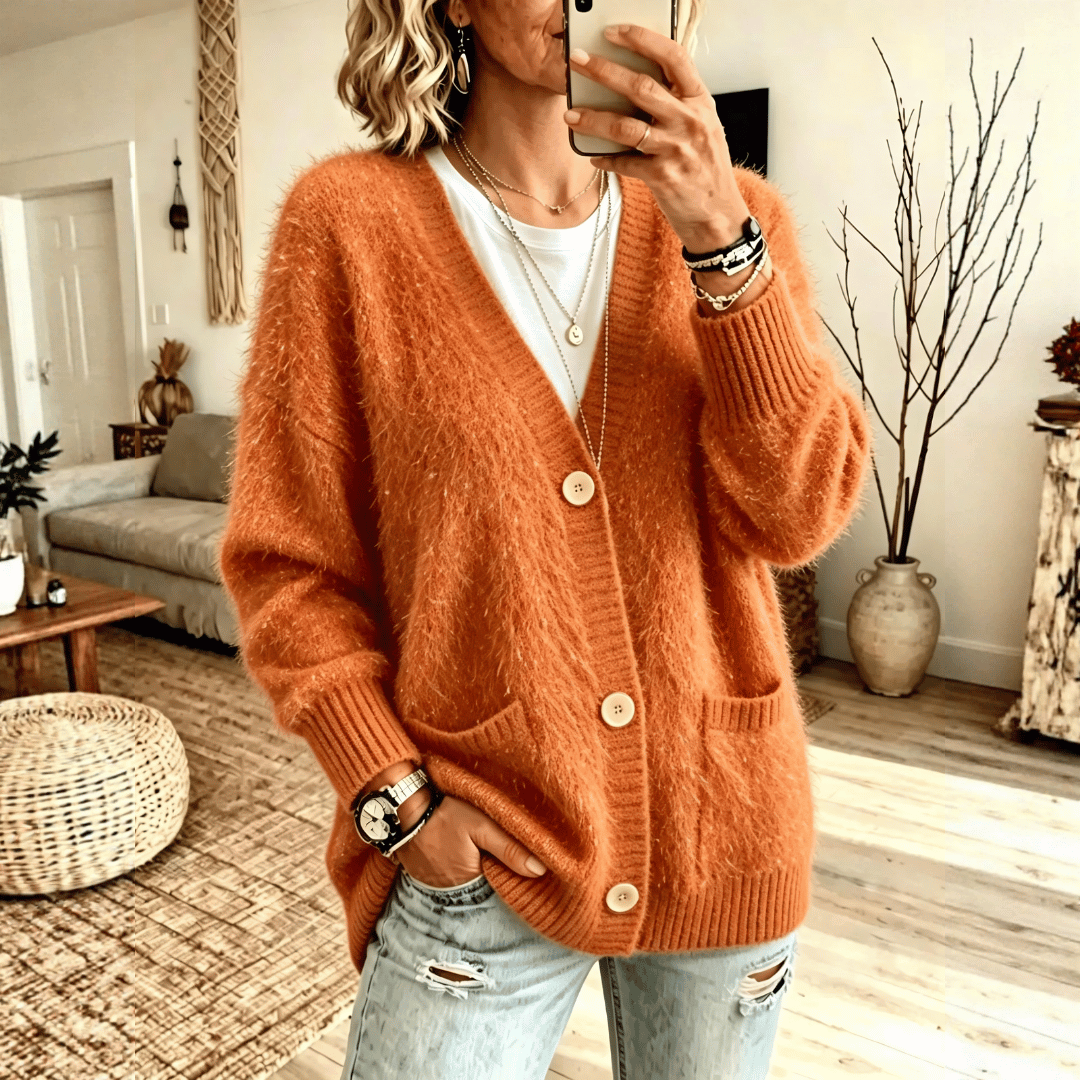 Gilet Chic en Maille Brillante avec Poches