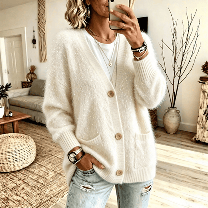 Gilet Chic en Maille Brillante avec Poches