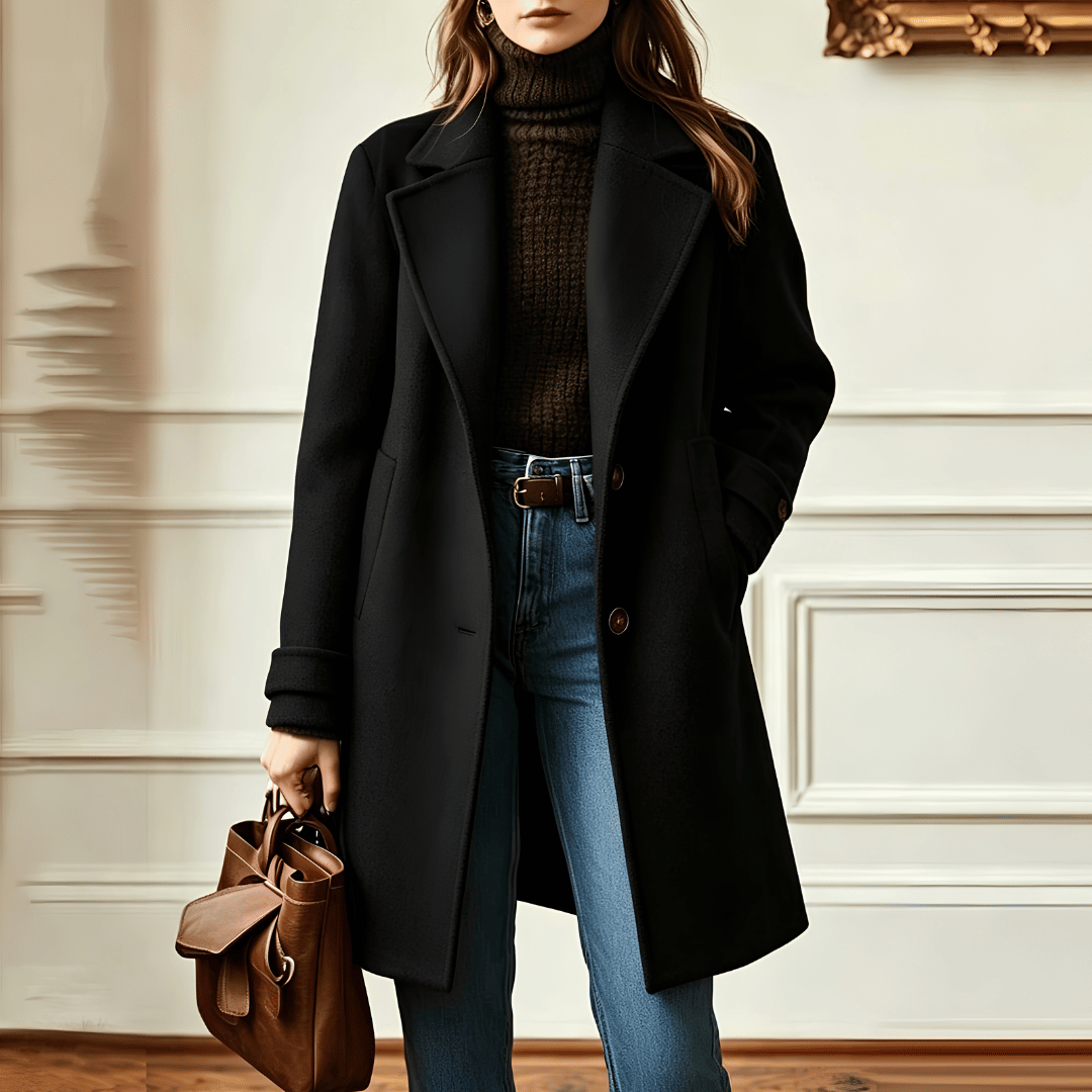 Manteau Structuré à Carreaux avec Col à Revers