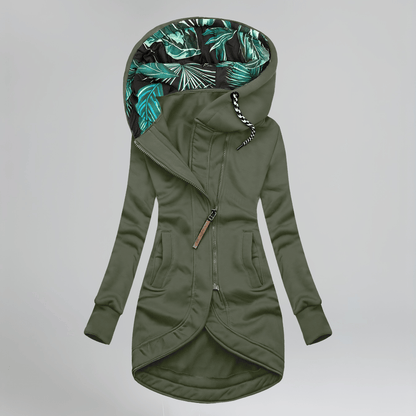 Manteau Zippé Casual avec Capuche