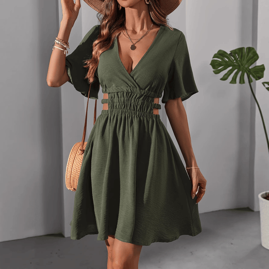 Robe Élégante Femme à Taille Froncée